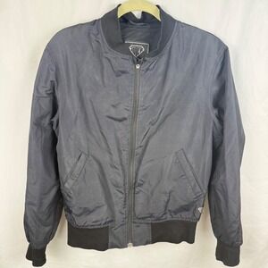 Iuter Black Nylon Men's Bomber Jacket Small Mesh Lining Lightweight Minimalist